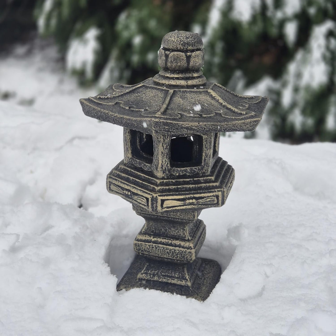 FABRIQ Japanische Gartenlaterne Yukimi-Doro 42 cm – Wetterfeste Steinlampe für Aussenbereich – Japan
