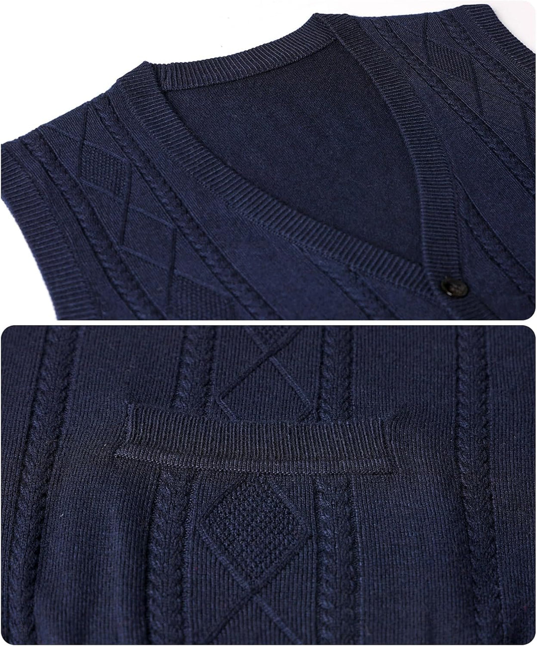Herren Strickweste Ärmellos Zopfmuster Wollmischung Weste Strickjacke ohne Ärmel Strickpullover Tank