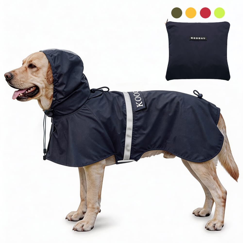 Grosse Hunde Regenjacken Mit Kapuze,Hunde Regenmantel,Mit Reflektierenden Sicherheitsstreifen, Wasse