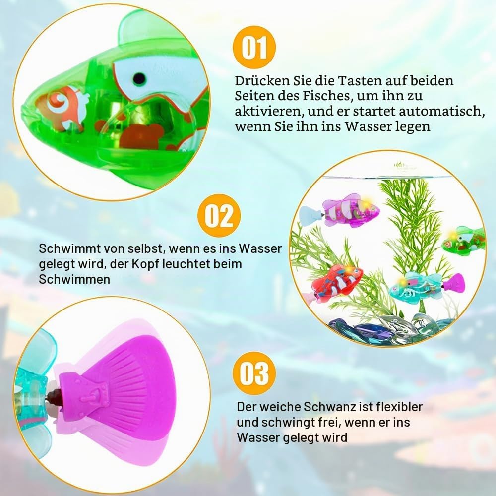 4 Stück Robo Fisch Katze Spielzeug, Elektronischer Haustier Fisch, Robo Fish, Elektrische Fische mit