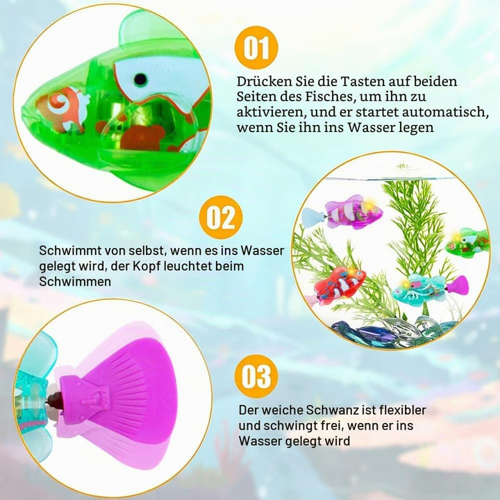 4 Stück Robo Fisch Katze Spielzeug, Elektronischer Haustier Fisch, Robo Fish, Elektrische Fische mit