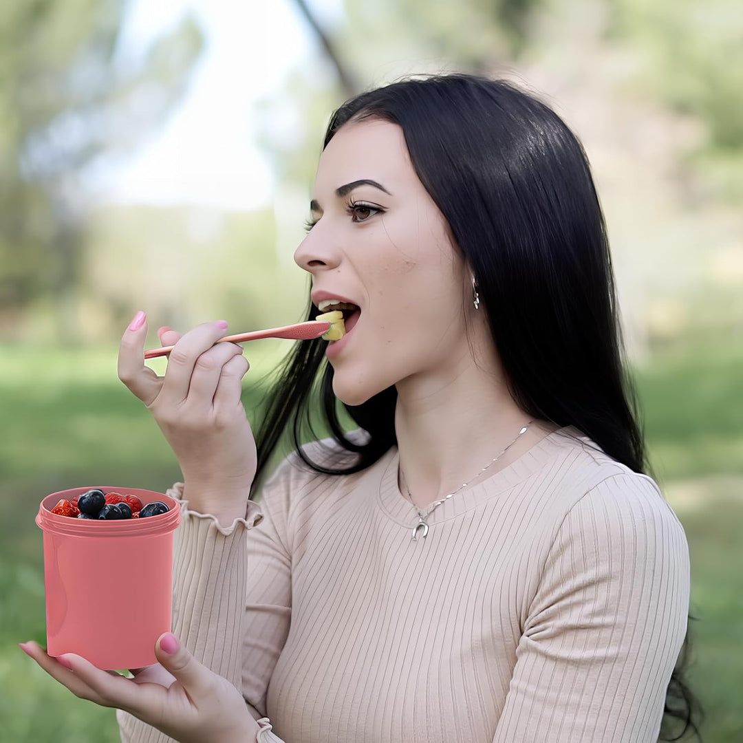 Bugucat 2in1 Müslibecher to Go 560ml+310ml, Praktischer Joghurtbecher & Müslibecher für Picknick 2er