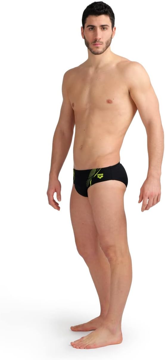 ARENA Herren Men's Swim Briefs Graphic Swim Briefs 8 Black-soft Green, 8 Black-soft Green