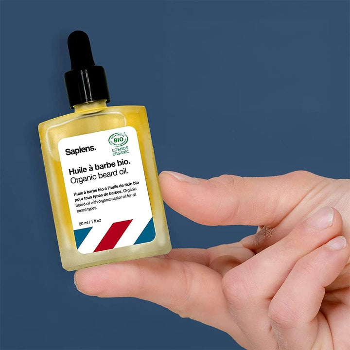 Bartpflege Set für Männer Sapiens BarberShop - Bart Set Herren mit Bio Bart Öl, Bio Bart Balsam, Ras