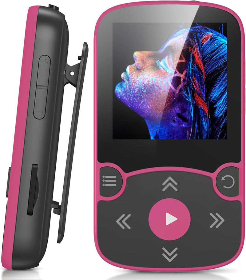 AGPTEK MP3 Player Bluetooth 5.3 Sport 64GB mit 1,5 Zoll TFT Farbbildschirm, Mini Musik Player mit Cl