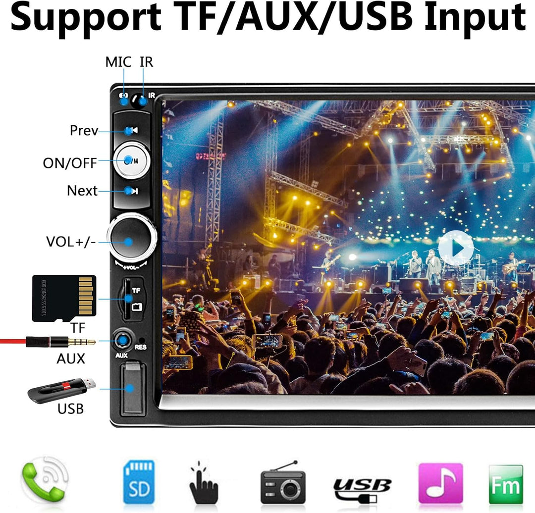 Hodozzy 2 Din Autoradio Bluetooth, Doppel Din Auto Stereo/Audio 7 Zoll Touchscreen MP5 Multimedia Ra