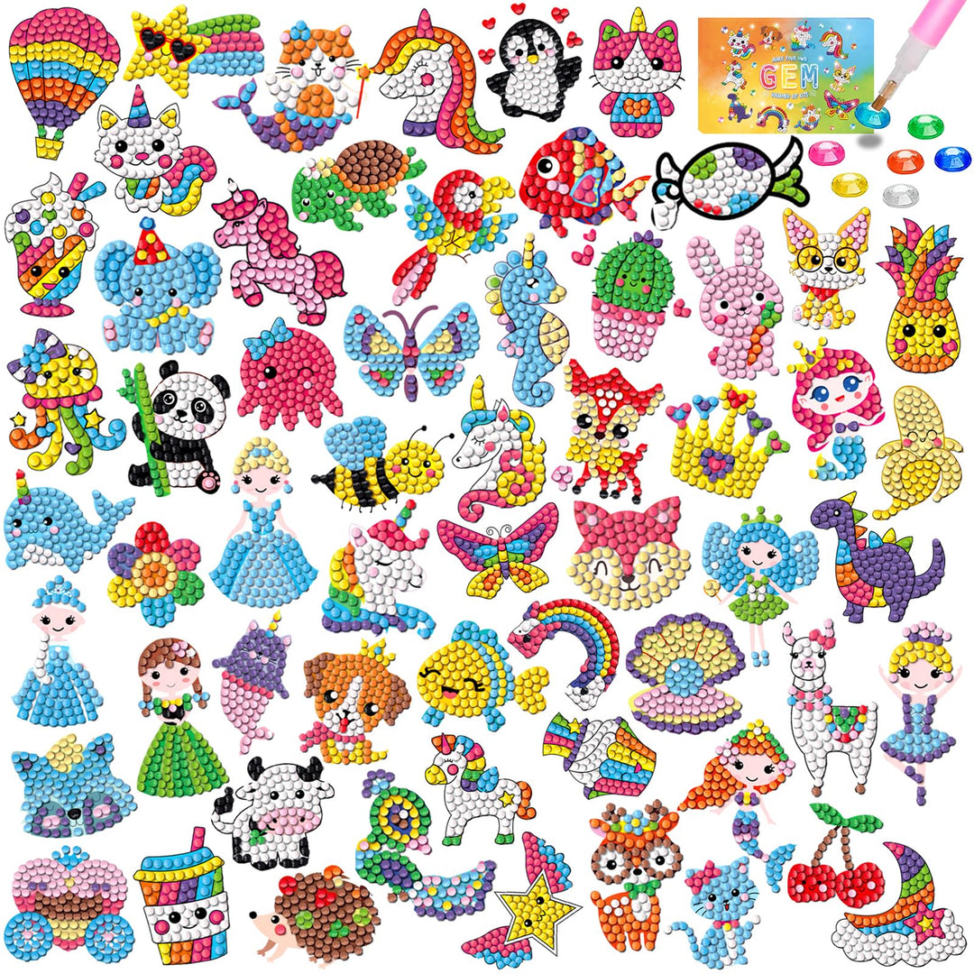CAYUDEN Diamant Aufkleber, 60pcs 5D Diamant Painting Stickers Bilder Kinder DIY Diamond Painting Sti