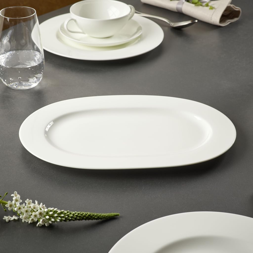 Villeroy & Boch 10-4545-2940 Anmut Platte oval (2), Porzellan, Weiss, 44.5 x 33.2 x 4 cm, 1 Einheite