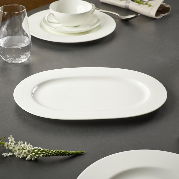 Villeroy & Boch 10-4545-2940 Anmut Platte oval (2), Porzellan, Weiss, 44.5 x 33.2 x 4 cm, 1 Einheite