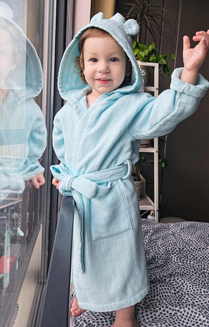 KAKU NANU Bademantel Kinder 100% Baumwolle 2-10 Jahre,5 Farben Frottee-Bademantel Morgenmantel mit K