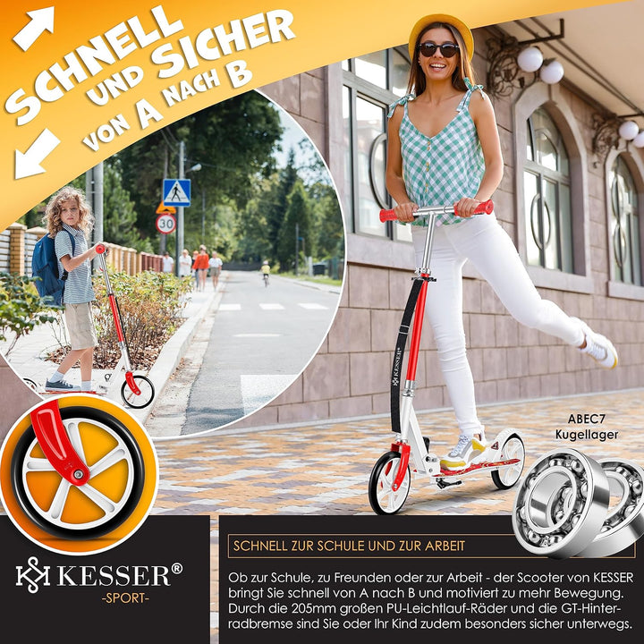 KESSER® Scooter Roller Kinderroller Cityroller Tretroller Kickroller Kickscooter Flora (Red), Flora