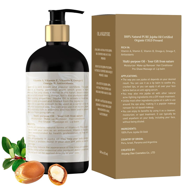 Jojobaöl naturrein &amp; kaltgepresst – 473 ml Bio-Jojoba Öl (100% rein, unraffiniert, hautverträglich)
