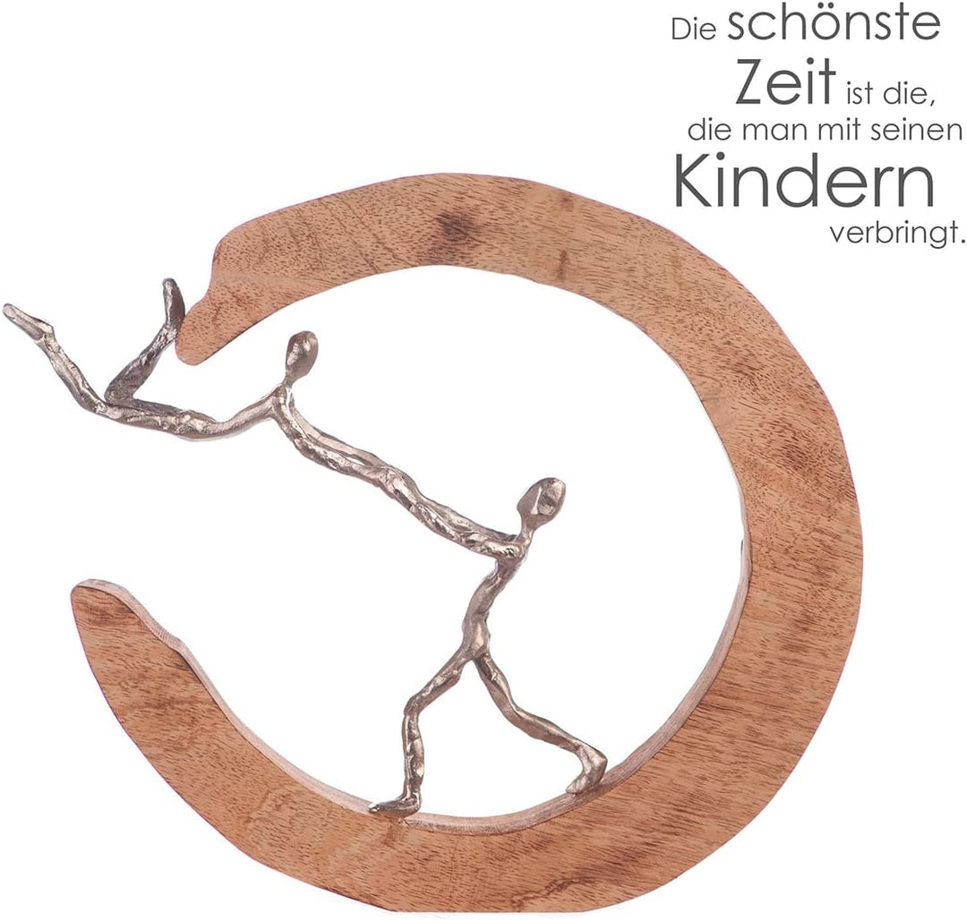 Casablanca - Deko Skulptur Figur - Eltern und Kinder - Mangoholz/Aluminium - handgefertigt - Höhe 32