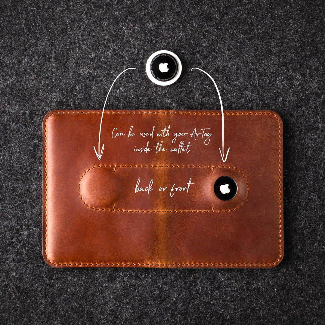Crazy Horse Craft, AirTag Reisepass Geldbörse - Italienisches Leder, Classic Brown, Reisekartenhalte