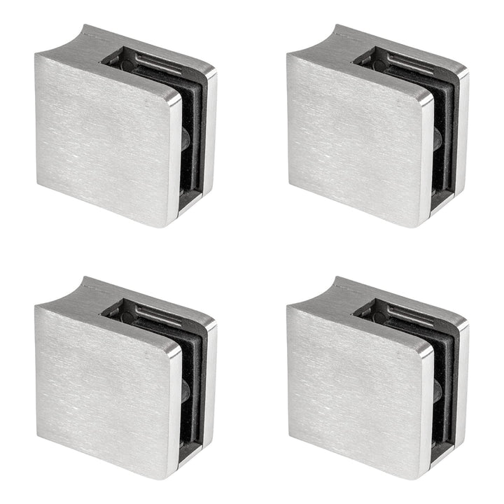 PRIOstahl Glashalter 4 Stück Glasklemmen Klemmhalter Glasplattenhalter mit Sicherungsplatte + Sicher