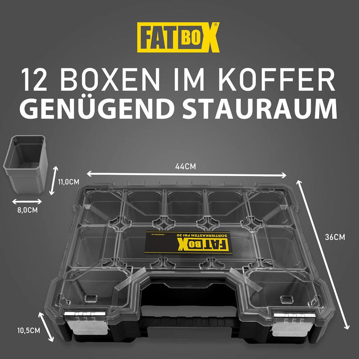Fatbox XXL Organizer Sortierkasten Sortimentskasten Kleinteilemagazin Aufbewahrungsbox Koffer (Schwa