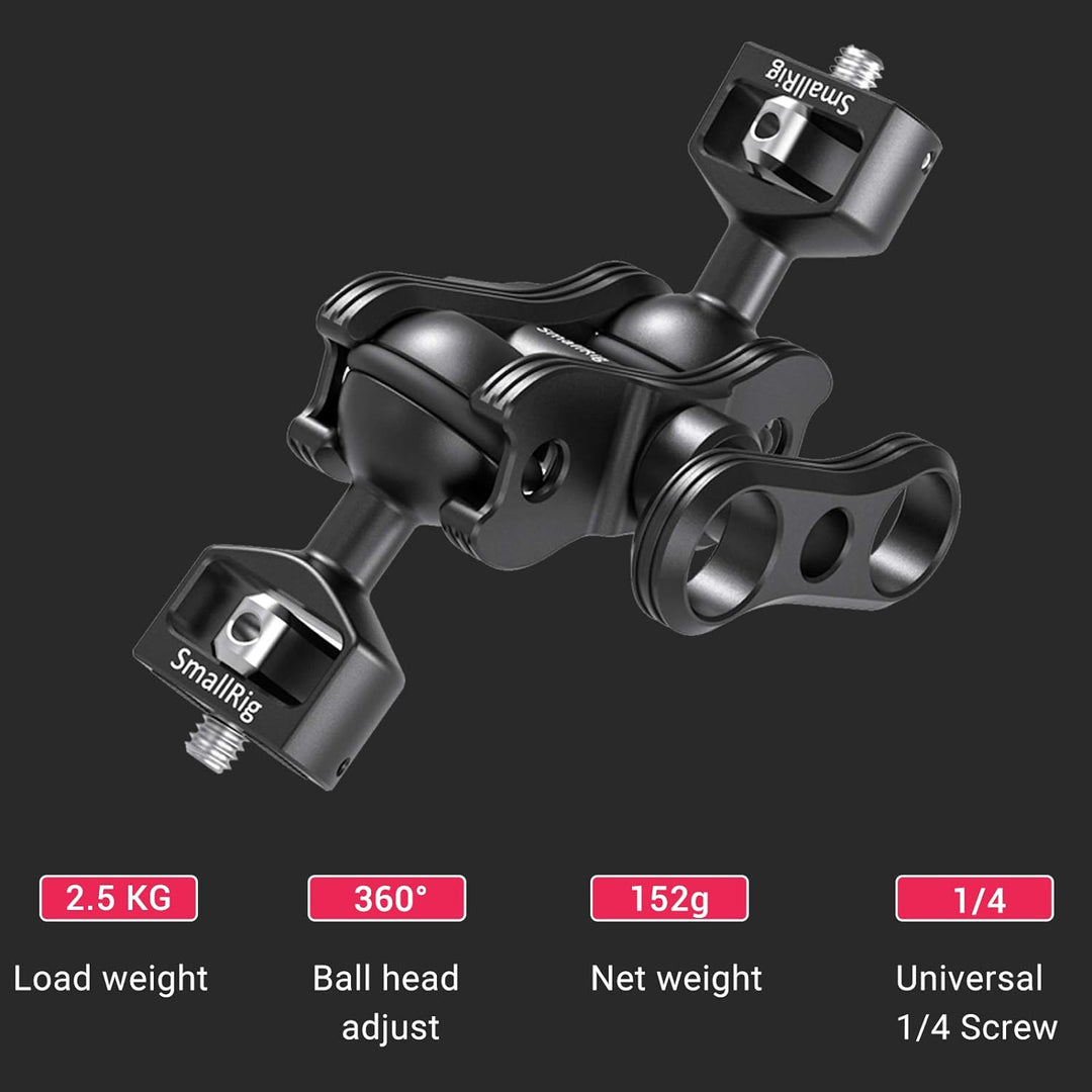 SmallRig Articulating Arm mit doppeltem Kugelkopf von 360° einstellbarem Drehung und mit 1/4 "Schrau