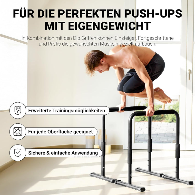 MSPORTS Dip Barren Fitness Parallettes Premium (Paar) 80x65 cm | Push Up Stand Bar I Dip Station I F