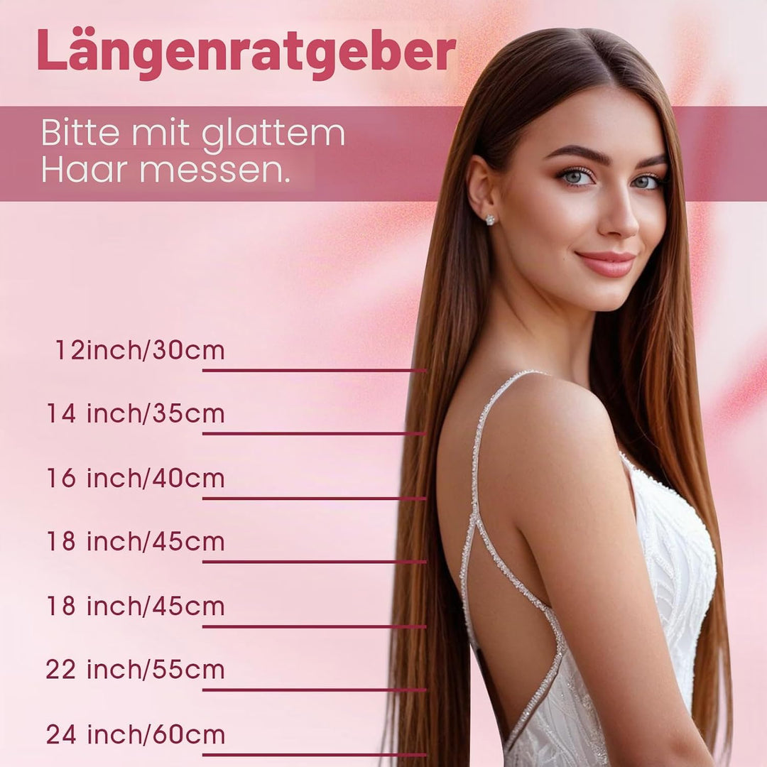 Vivien 25cm Clip in Extensions Echthaar Blond Hellbraun Mit Platinblond #P8/60 Clip in Extensions Ec