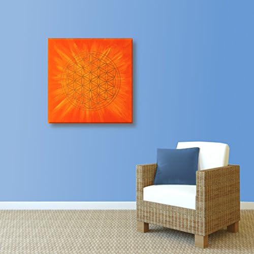 Wandbild Blume des Lebens in Gold "Sonne" - Grösse 50cm x 50cm - Handgemalt mit Acrylfarbe auf Leinw
