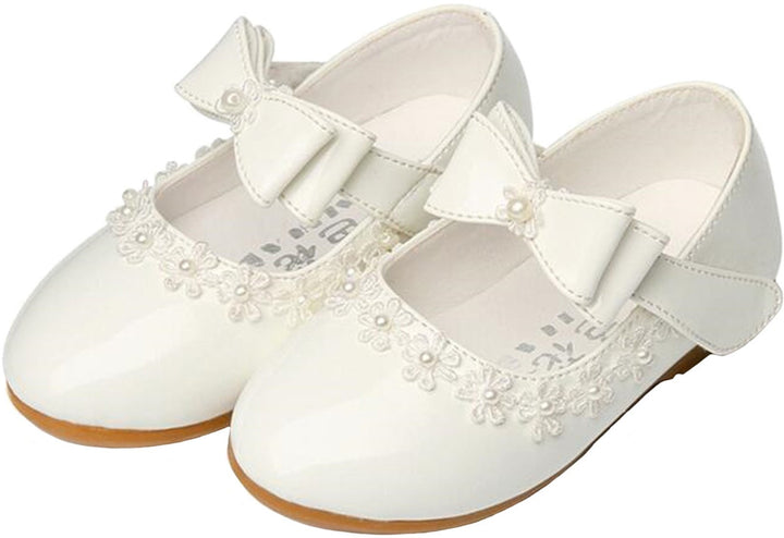 PPXID Mädchen Mary Jane Halbschuhe Bequem Taufschuhe Ballerinas Kleidschuhe 23 EU Weiss, 23 EU Wei&#
