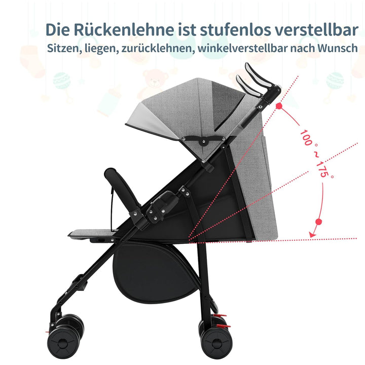 OHMG Kids Kinderwagen mit Babywanne,2 in 1,ultrakompakt,Kompakter Buggy mit Schultergurt,5-Punkt-Gur