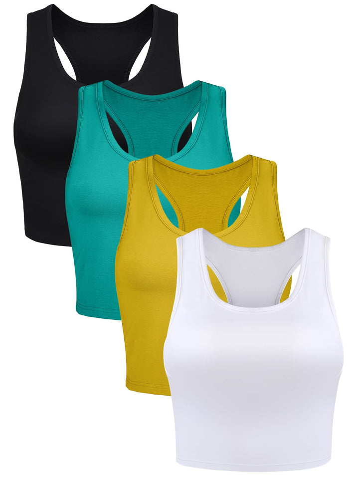 BOAO Damen Basic Crop Top Basic S Black, White, Bright Yellow, Green, S Black, White, Bright Yellow,