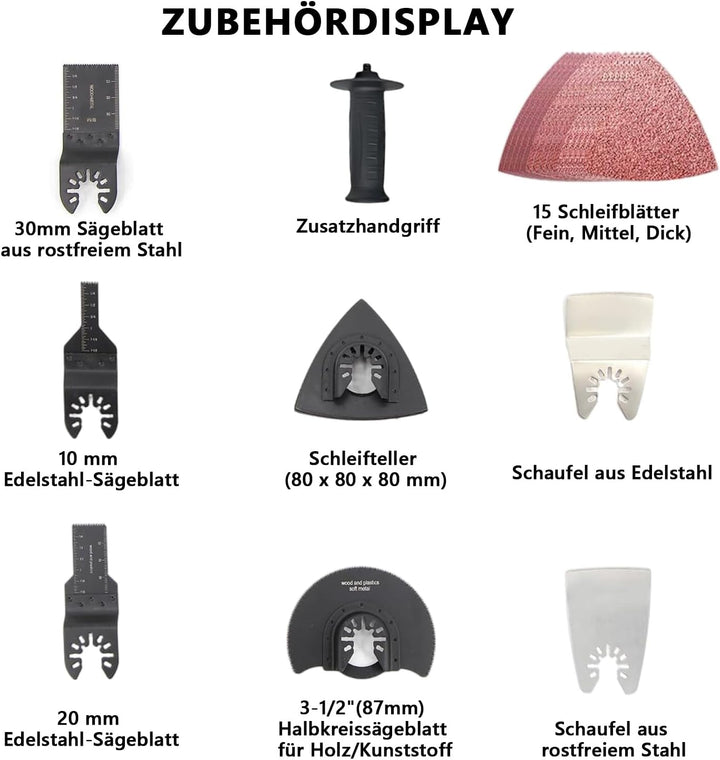 Oszillationswerkzeug, Akku Multifunktionswerkzeug für Makita Akku 18V Li-Ion, 6 Variable Geschwindig