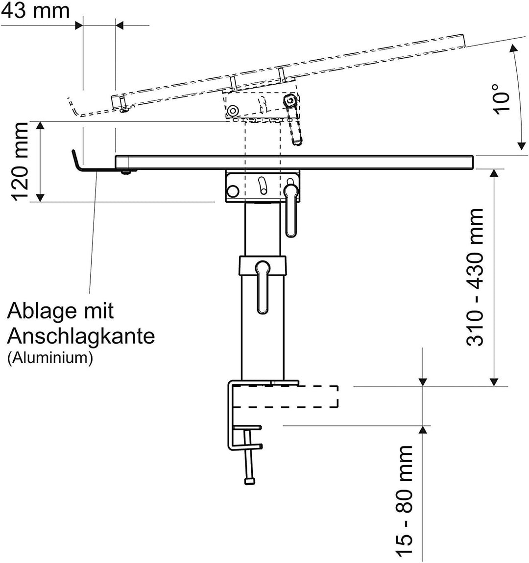 Maul Stehpult | Schreibtischaufsatz | Tischaufsatz höhenverstellbar | Tischerhöhung Aufsatz | Monito