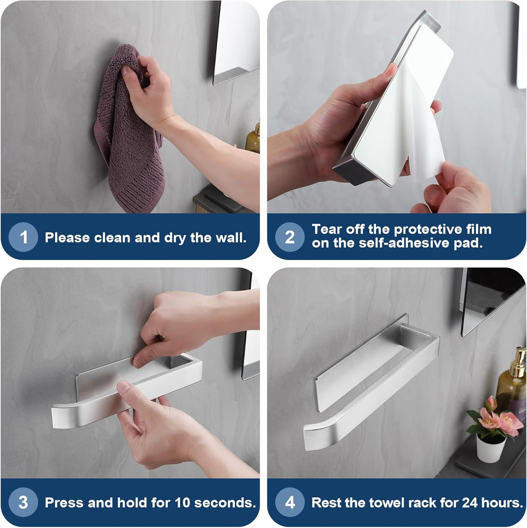 ALOCEO Handtuchhalter ohne Bohren Selbstklebende Handtuchhalter Küche Badezimmer Gebürstet Edelstahl