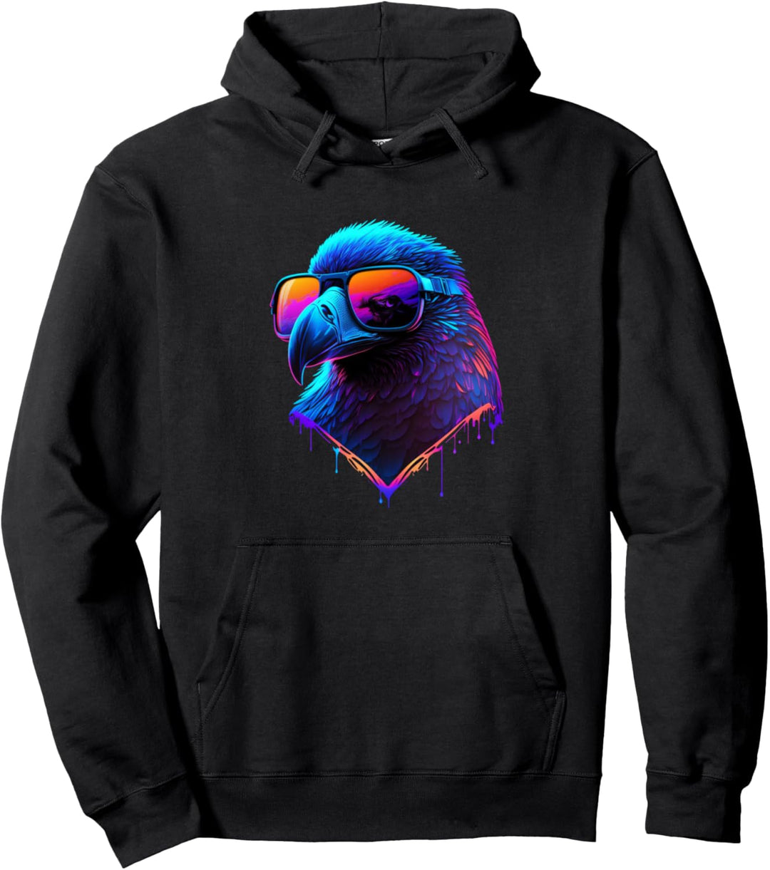 Bunte Rabe mit Brillen-Grafik Pullover Hoodie