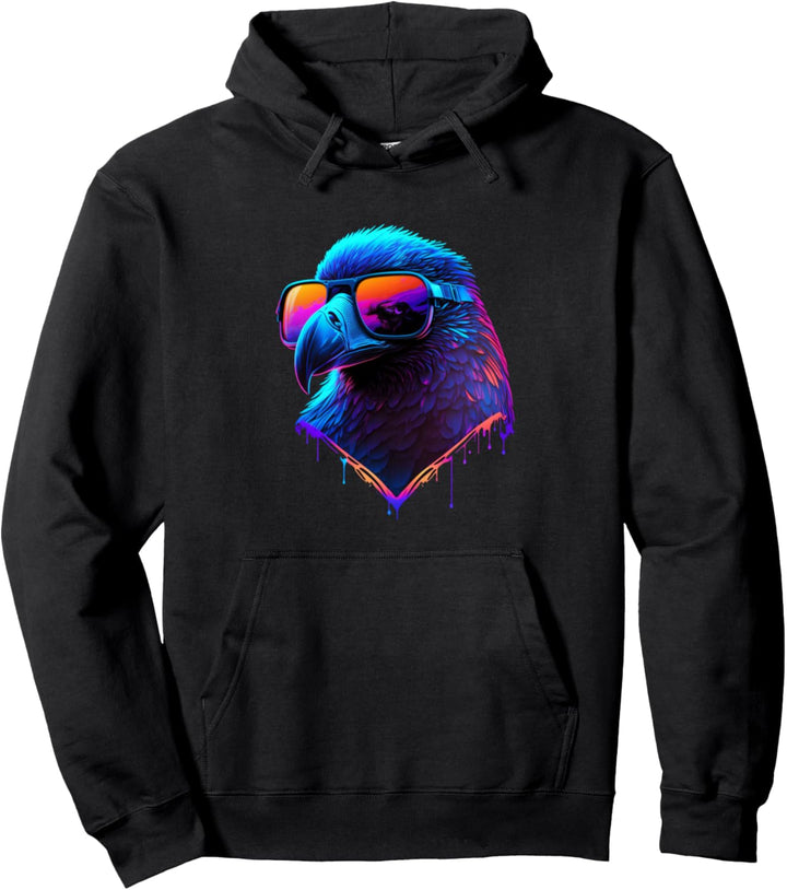 Bunte Rabe mit Brillen-Grafik Pullover Hoodie