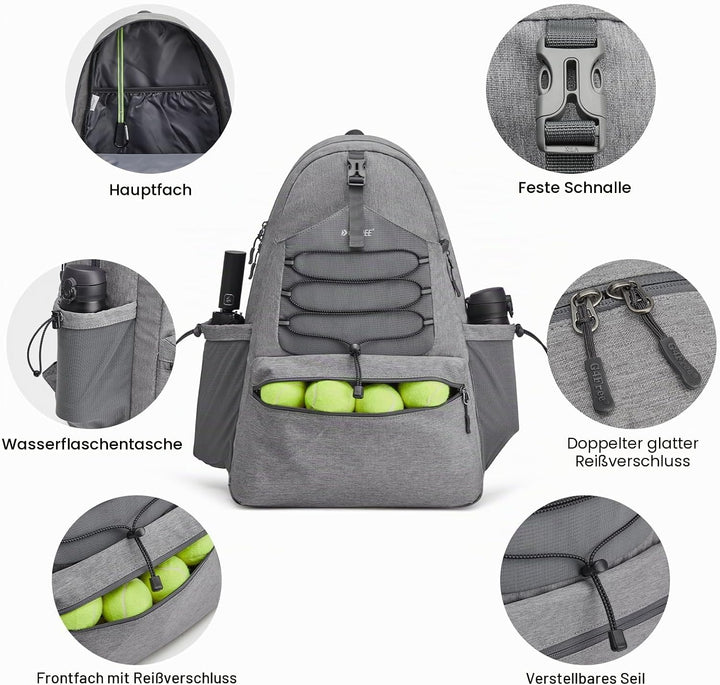 G4Free Tennistasche, Tennisrucksack für Damen und Herren, grosse Pickleball-Tasche, hält 4 Schläger