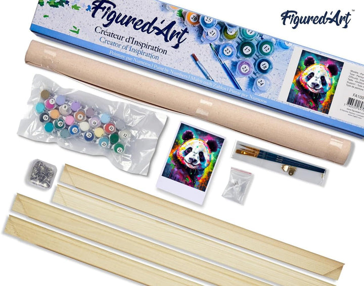 Figured'Art Malen Nach Zahlen Erwachsene Mit Rahmen Panda Farbenfroh Abstrakt - Paint by Numbers Bas