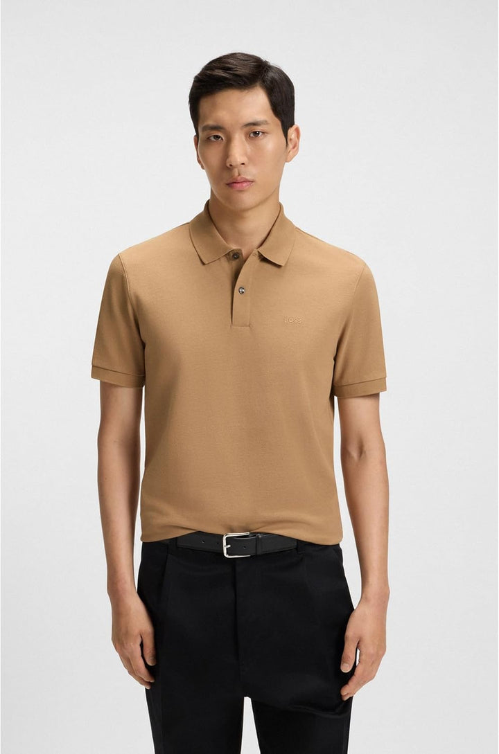 BOSS Herren Pallas Pallas Poloshirt aus Baumwoll-Piqué mit Logo-Details XXL Mittel Beige260, XXL Mit
