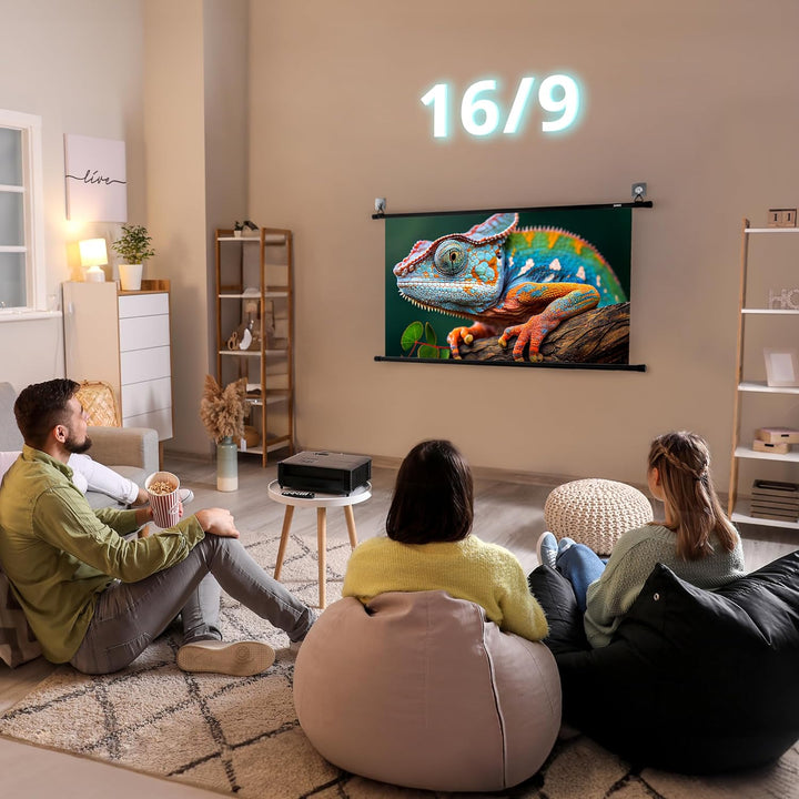 Duronic BPS50 16:9 Projektorleinwand, Beamerleinwand 50 Zoll, Heimkino mit 4K Full HD 3D, Rolloleinw