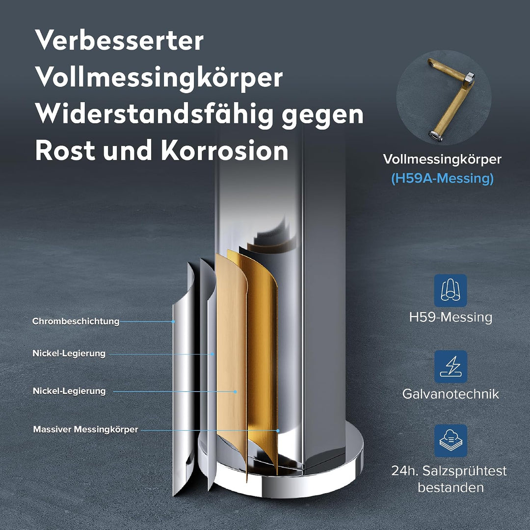 doporro Wasserhahn Bad Silber, Waschtischarmatur Hoch 259 mm Auslaufhöhe | Waschbecken Armaturen mit