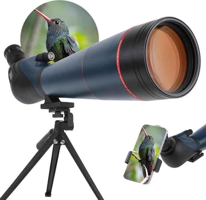 25-75x100 HD Spektiv Sportschützen mit Stativ- und Smartphone-Adapter, Zoom Bak4 Prism FMC Lens 45-G