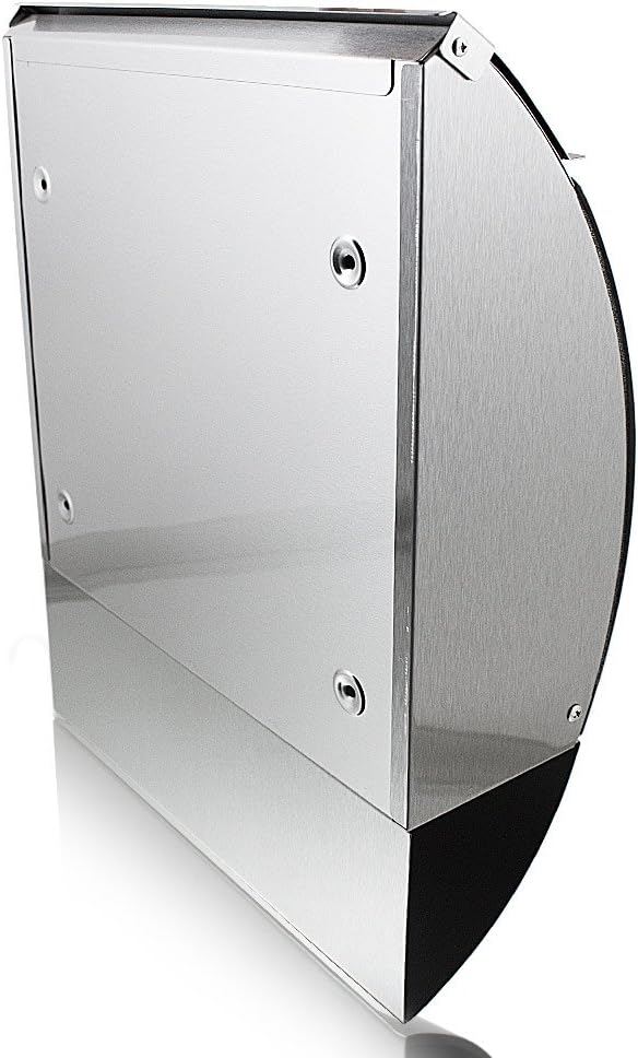 BITUXX Edelstahl Wandbriefkasten Briefkasten Postkasten Mailbox Letterbox mit Zeitungsrolle Halbrund