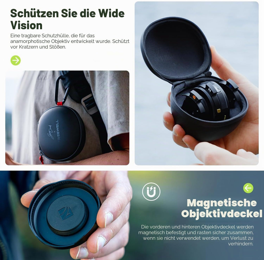 Freewell 1,55x anamorphes Objektiv für iPhone & Samsung - 3-in-1 Streak (Neutral, Gold, Blau) - Cine