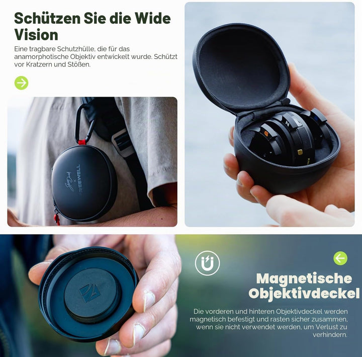 Freewell 1,55x anamorphes Objektiv für iPhone & Samsung - 3-in-1 Streak (Neutral, Gold, Blau) - Cine