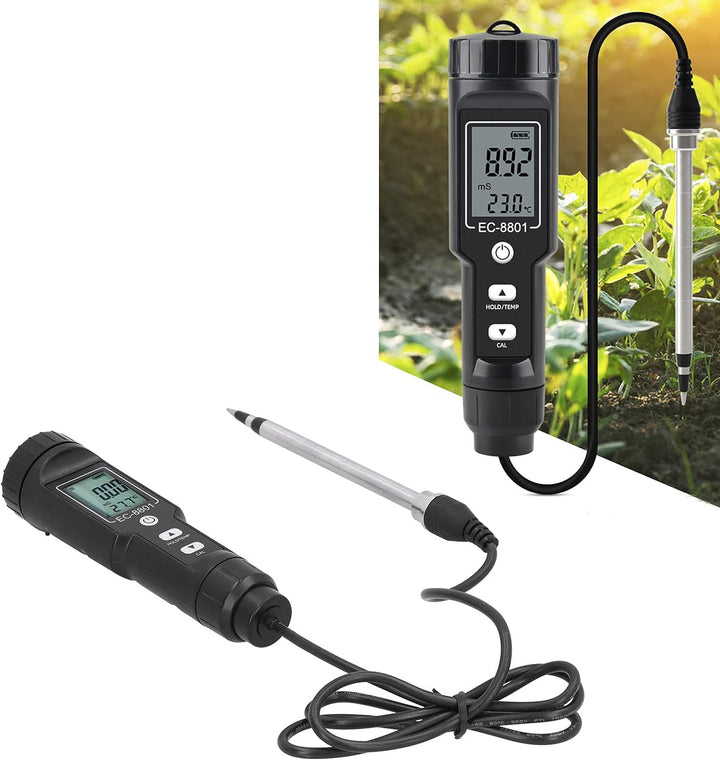 Zerodis Bodenmessgerät Bodenanalyse Set Bodentester Digital EC Bodenmessgerät, Salzdetektor mit Sond