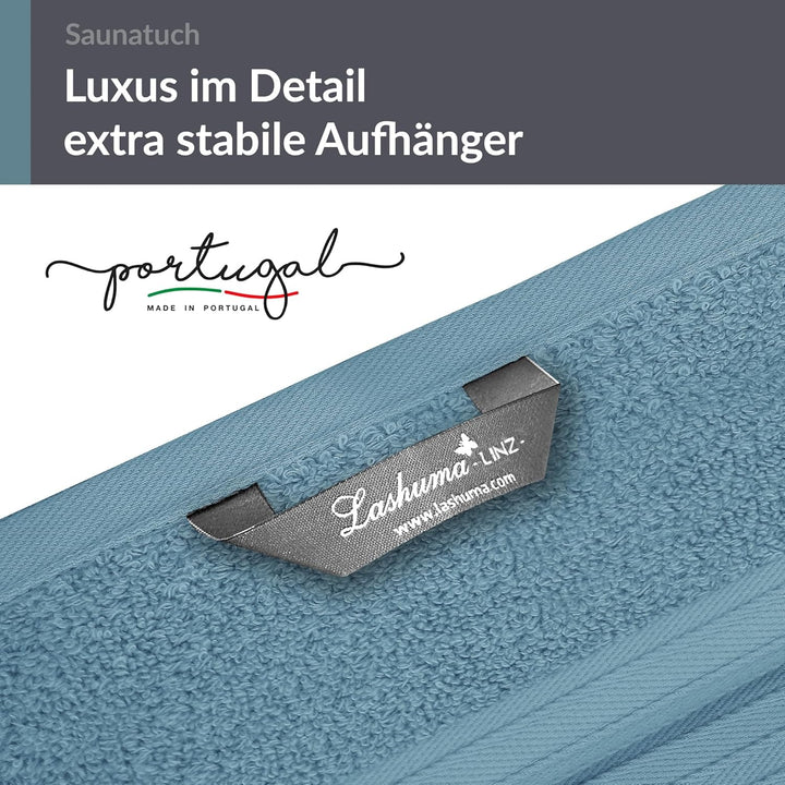 Lashuma Badehandtuch Herren Linz, Saunatuch Blau - Taubenblau, saugstarkes Strandtuch 70x200 70 x 20