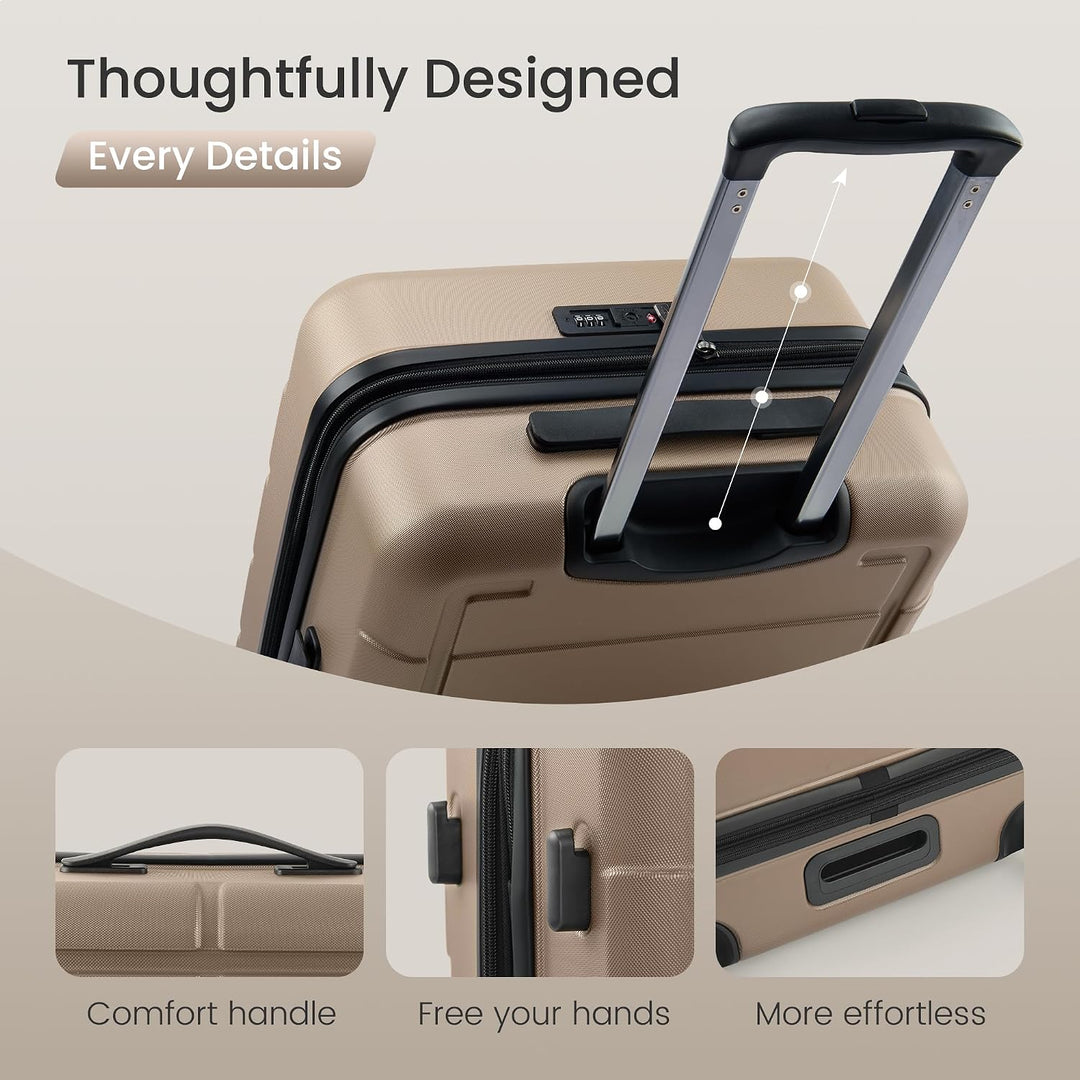 SHOWKOO Kofferset 3 Teilig Hartschale Leicht ABS+PC Erweiterbar Reisekoffer Haltbar Trolley Handgepä