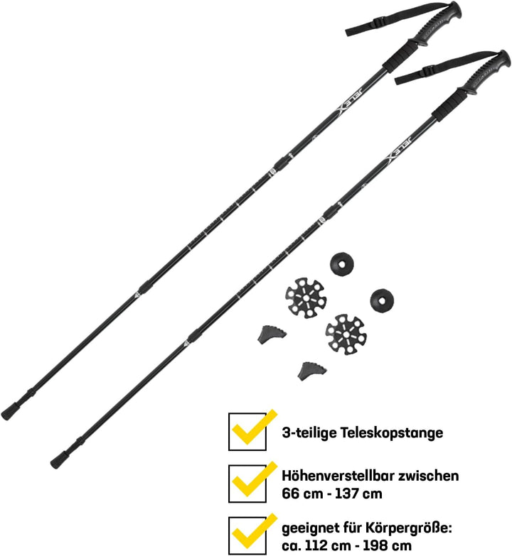 JELEX Nature Teleskop Walking Stöcke für Nordic Walking verstellbar, inkl. diverser Aufsätze für Out