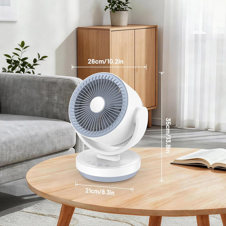 Leiser Tischventilator mit Kühlfunktion, 3 Geschwindigkeitsstufen, starker Luftstrom, 90° verstellba