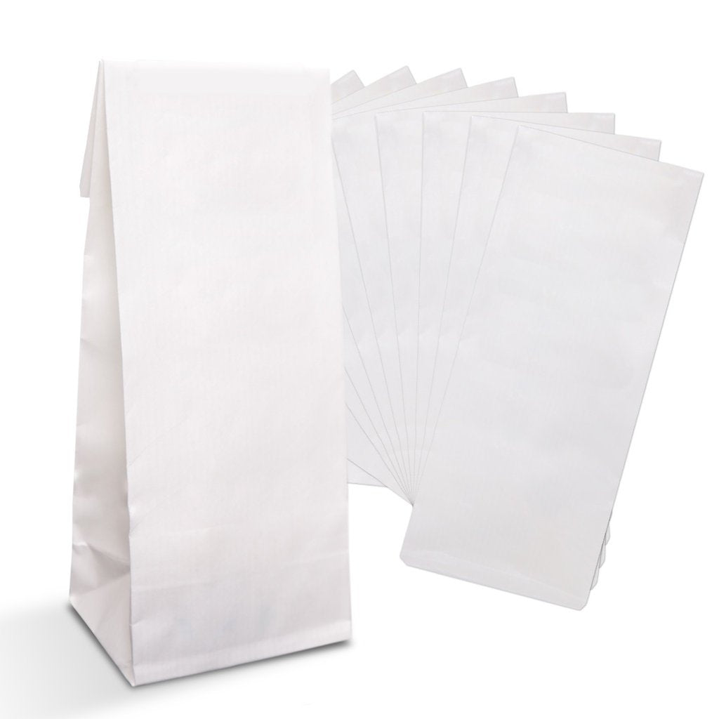Logbuch-Verlag 100 kleine WEISSE Blockbodenbeutel Bodenbeutel Lebensmittel Tüte Beutel mit Boden 7 x