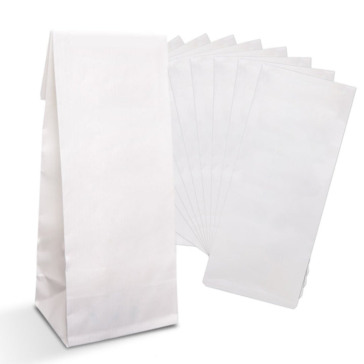 Logbuch-Verlag 100 kleine WEISSE Blockbodenbeutel Bodenbeutel Lebensmittel Tüte Beutel mit Boden 7 x