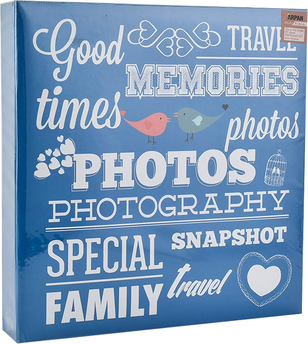 Arpan Ringbuch-Fotoalbum für 500 Fotos à 10 x 15 cm, Blau Einzelbett, Einzelbett