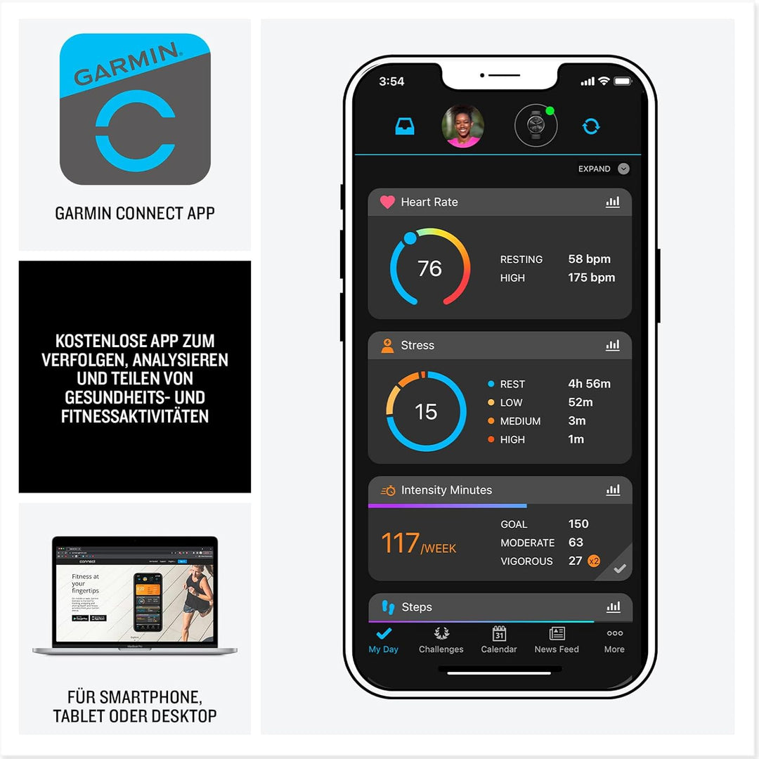 Garmin Forerunner 165 Music - leichte GPS Smartwatch zum Laufen, mit 1,2" AMOLED Touchscreen, Traini